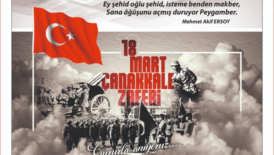 18 Mart Çanakkale Deniz Zaferinin 106. Yıldönümü ve Şehitleri Anma Günü Kutlama Mesajı